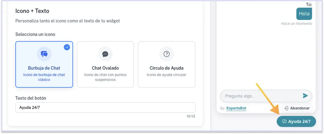 Lanzador icon y texto