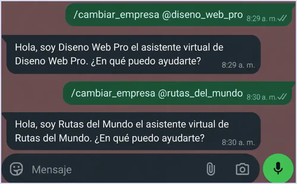 Comando cambiar empresa
