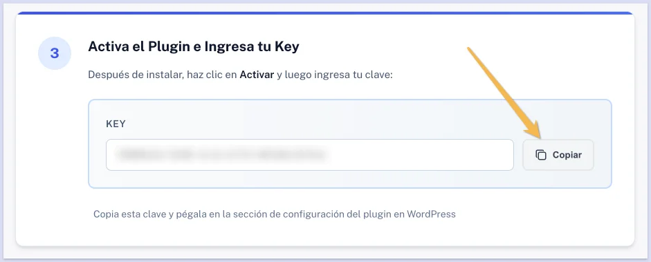 Copia la key de tu chatbot