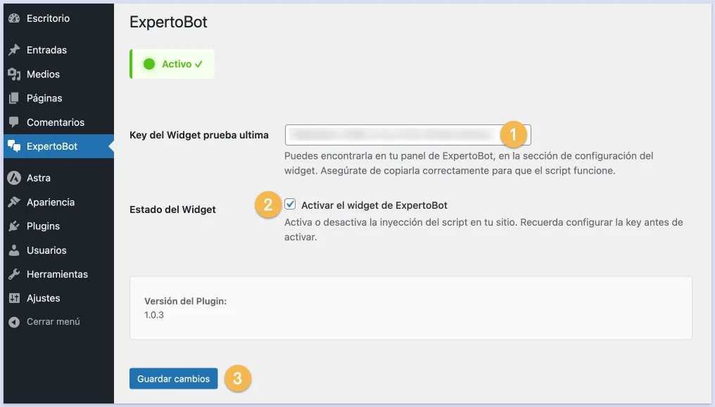 Configurar key