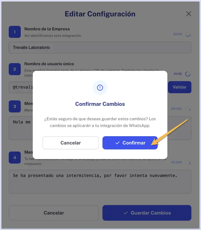 Confirmar edición
