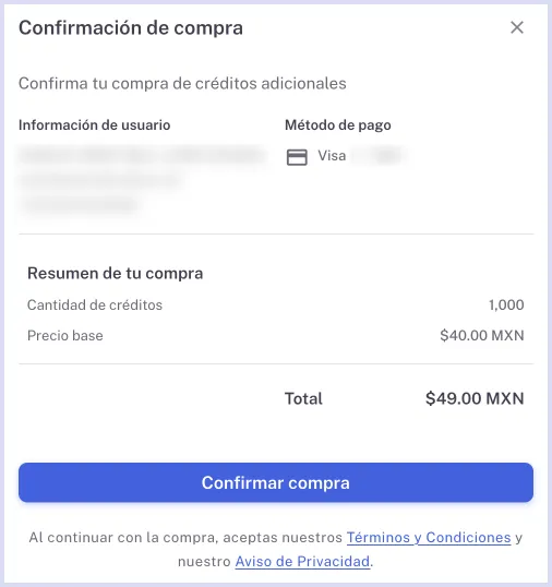 Desglose de creditos