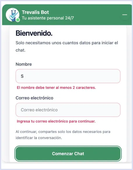 Validación de los datos