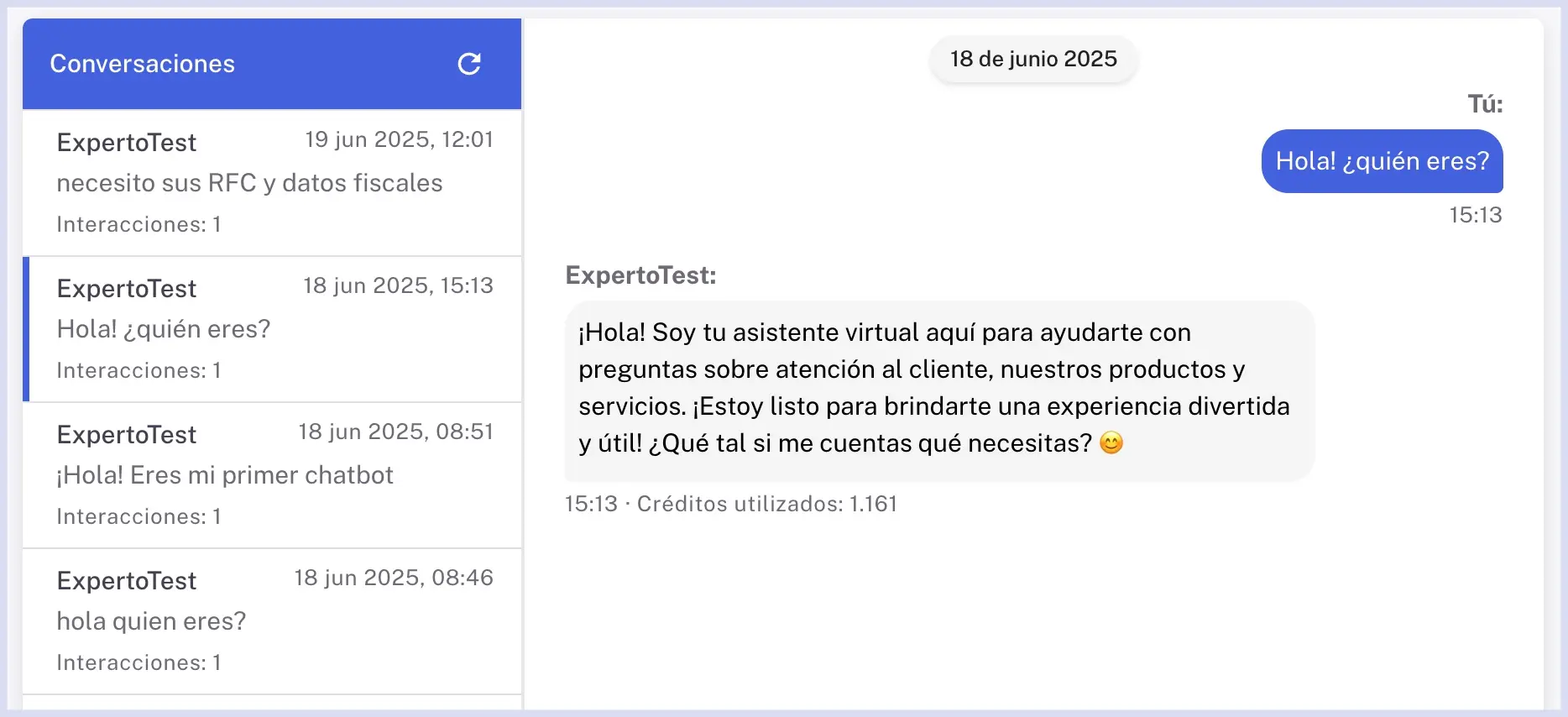 Historial de chats
