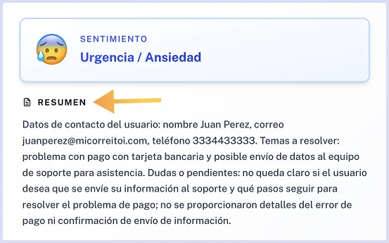 Resumen de la conversacion
