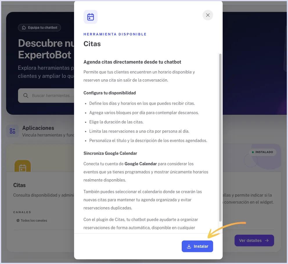 Instalar citas