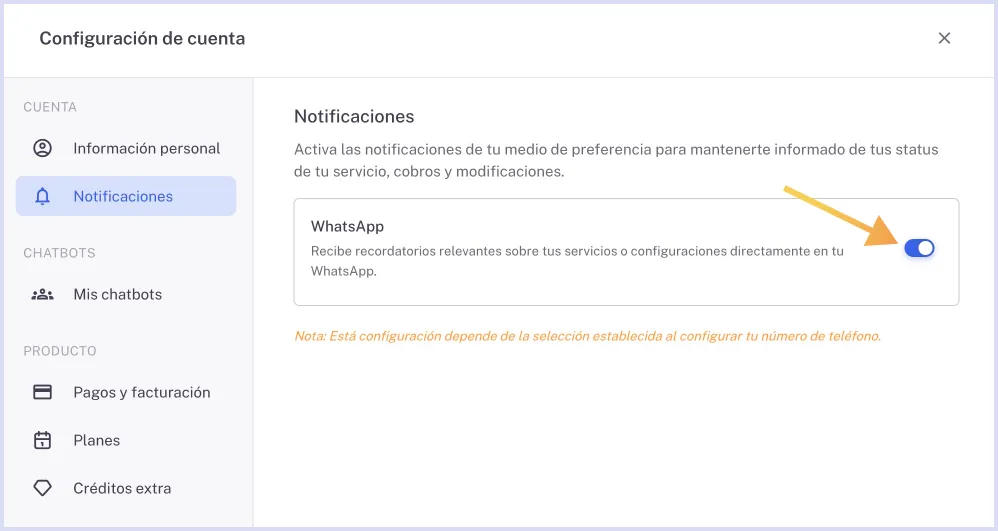 Switch de notificaciones