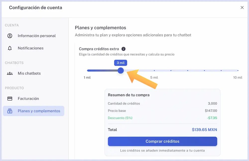 Comprar créditos