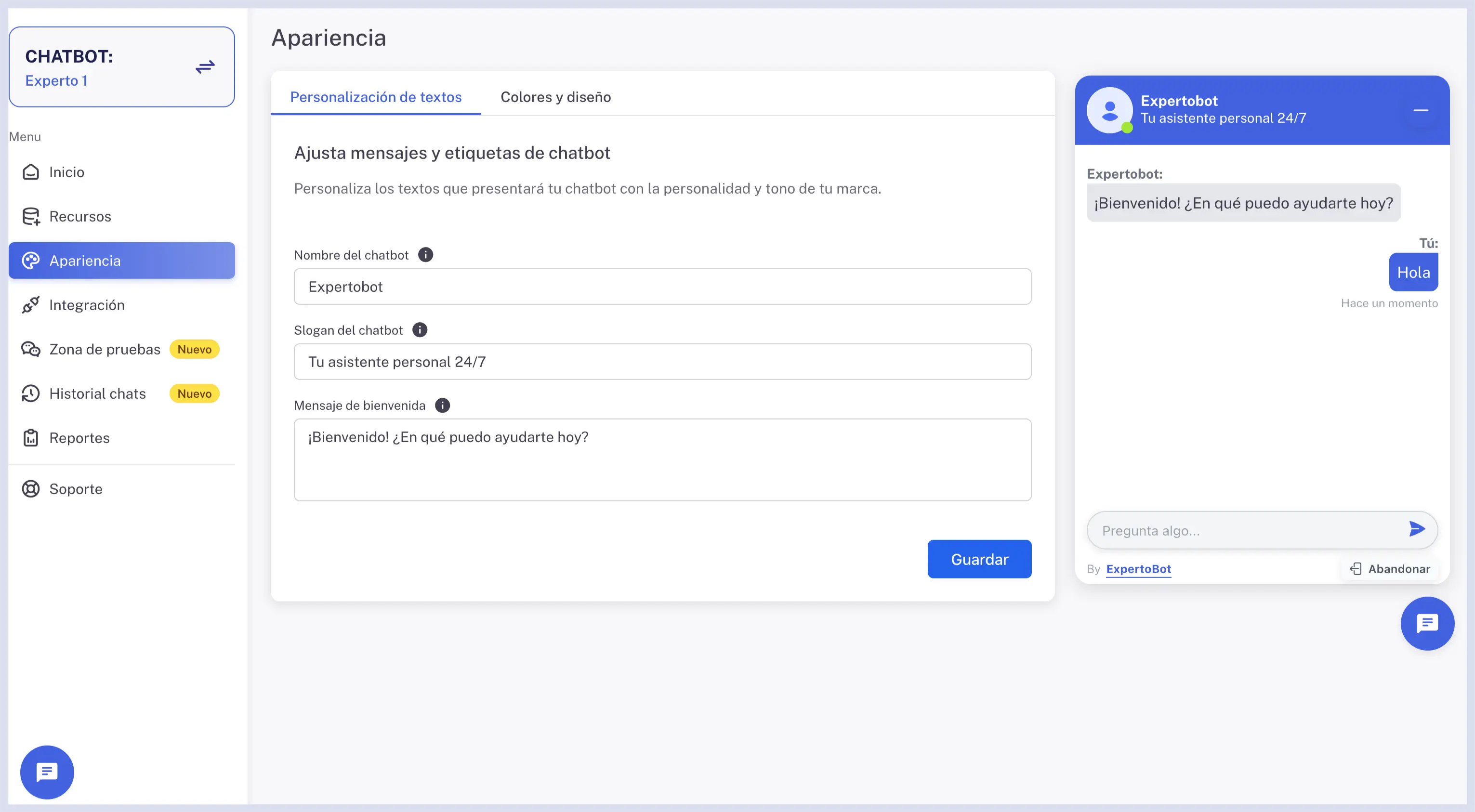 Inicio de expertobot