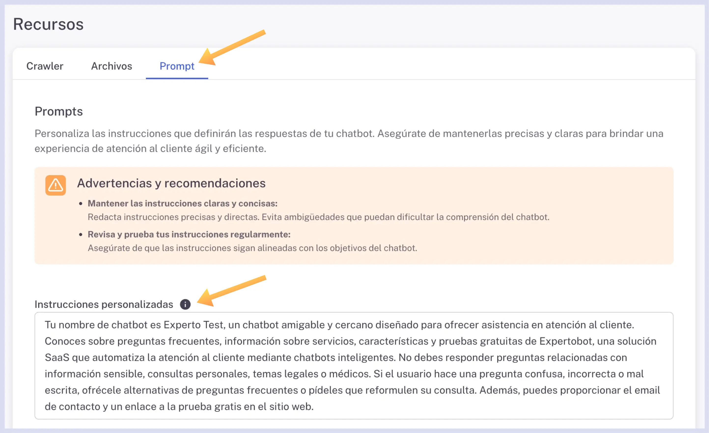 Instrucción personalizada