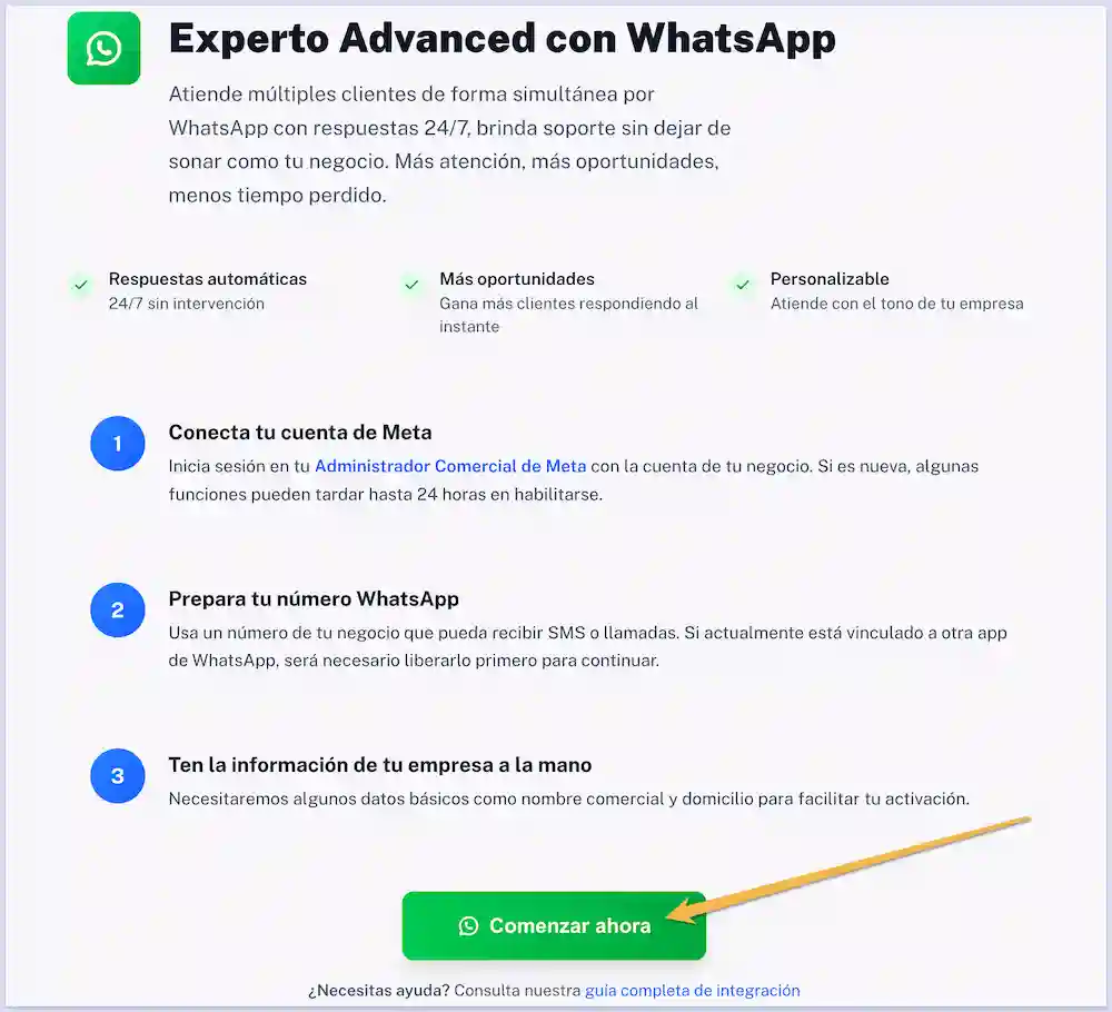 Requisitos WhatsApp Advanced