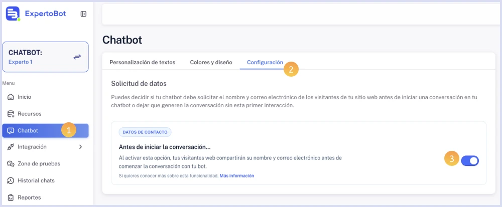 Activar la solicitud de datos