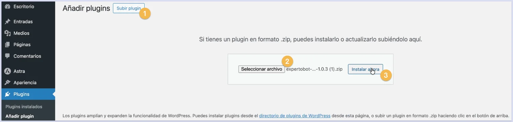 Subir e instalar plugin