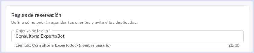 Objetivo de la cita