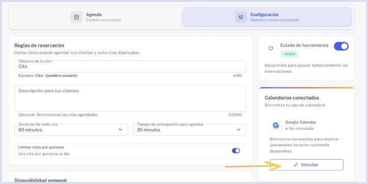Vincular Google Calendar