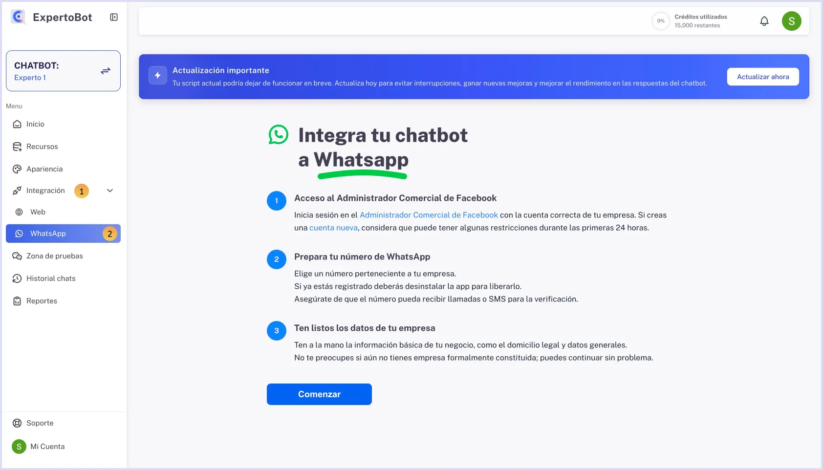 Integración WhatsApp