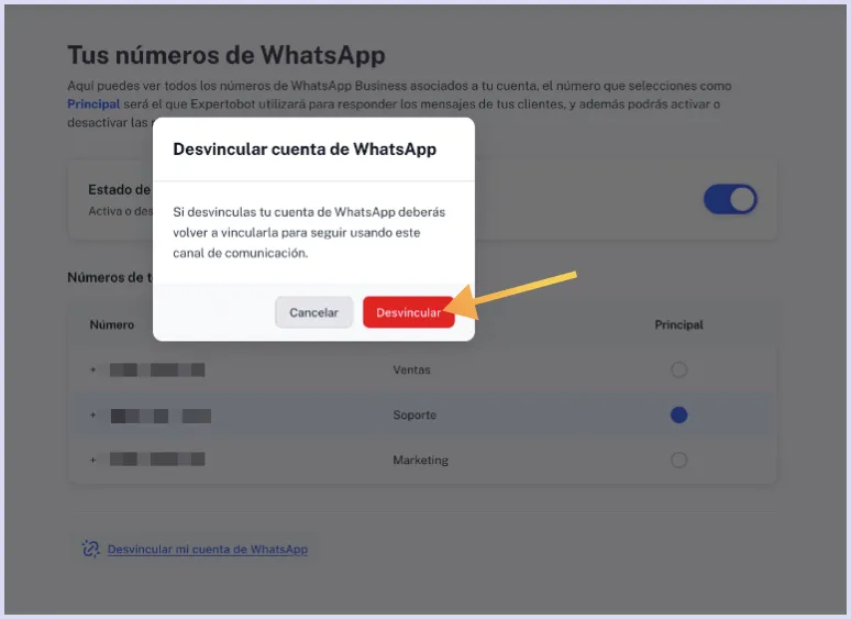 Confirmar desvinculación