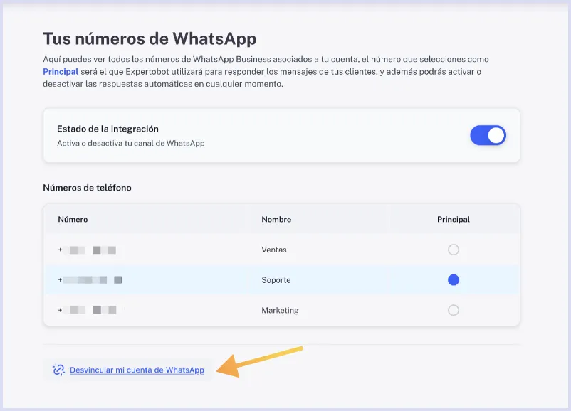 Desvincular WhatsApp