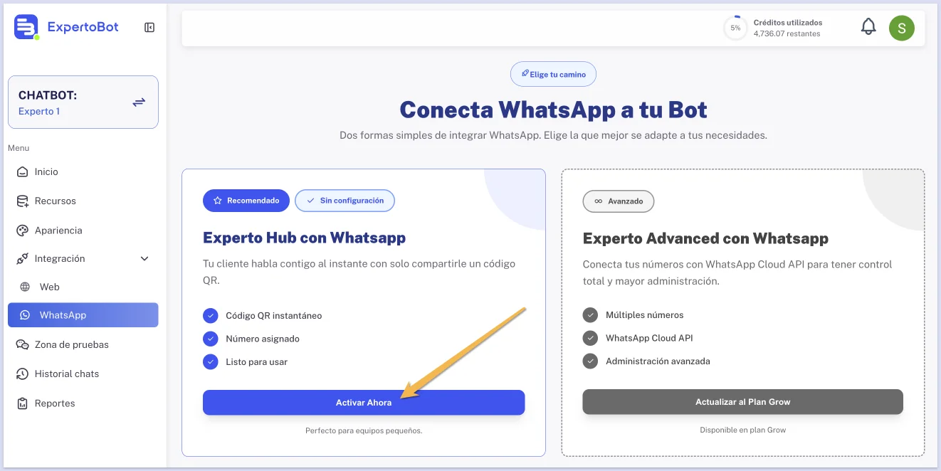 Opciones de WhatsApp